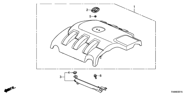 2014 Acura RDX 5 Door BASE (AWD) KA 6AT Engine Cover Diagram