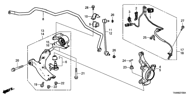 2014 Acura RDX Front Knuckle Diagram