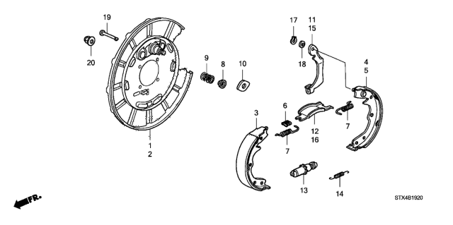 2012 Acura MDX Parking Brake Shoe Diagram