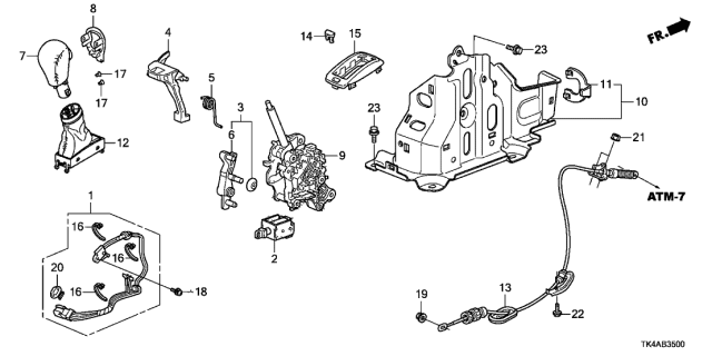 2014 Acura TL Bracket, Select Lever Diagram for 54201-TK4-A80