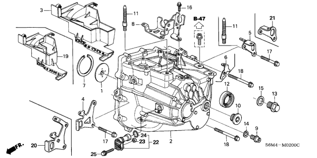 2005 Acura RSX Transmission Hanger B Diagram for 21223-RAP-010