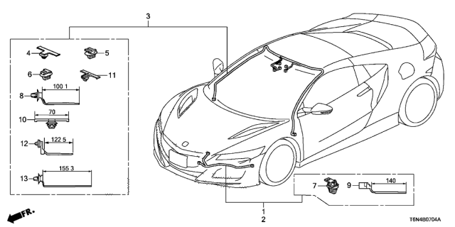 2020 Acura NSX Right Front Bumper Sub-Wire Diagram for 32123-T6N-A00