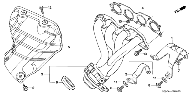 2006 Acura RSX Exhaust Manifold Gasket Diagram for 18115-PNB-003
