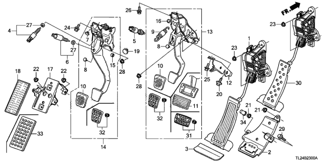 2009 Acura TSX Gas Accelerator Pedal Diagram for 17800-TL0-G04