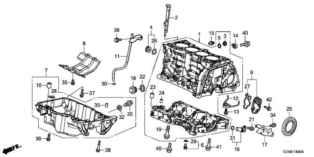 2017 Acura TLX Cylinder Block - Oil Pan Diagram