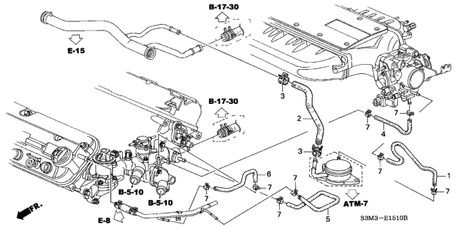 2002 Acura CL 2 Door PREM (NAVIGATION) KL 5AT Water Hose Diagram