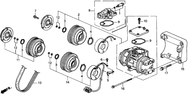 1997 Acura CL Ac Condenser Compressor Mounting Bolt Set Diagram for 90023-R70-A00