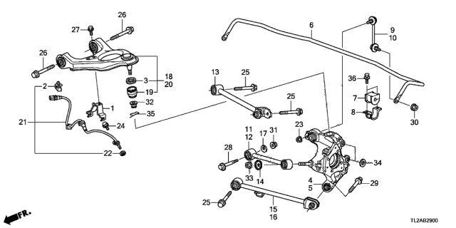 2014 Acura TSX Abs Wheel Speed Sensor Rear Diagram for 57470-TL1-G02