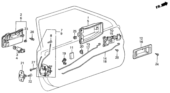 1988 Acura Integra Front Door Locks (3 Door) Diagram