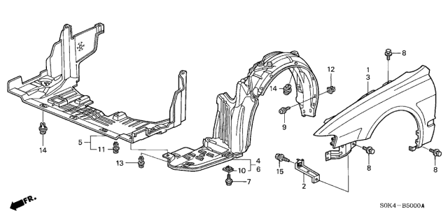 2003 Acura TL 4 Door TL KA 5AT Front Fender Diagram