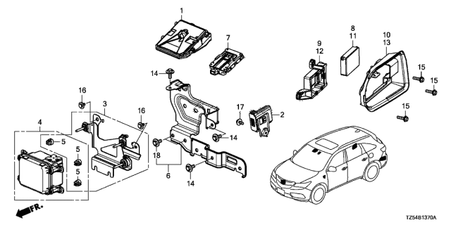 2015 Acura MDX Radar Sub-Assembly, Driver Side Diagram for 36936-TZ5-A02