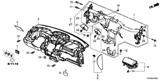 2014 Acura RDX Instrument Panel Diagram