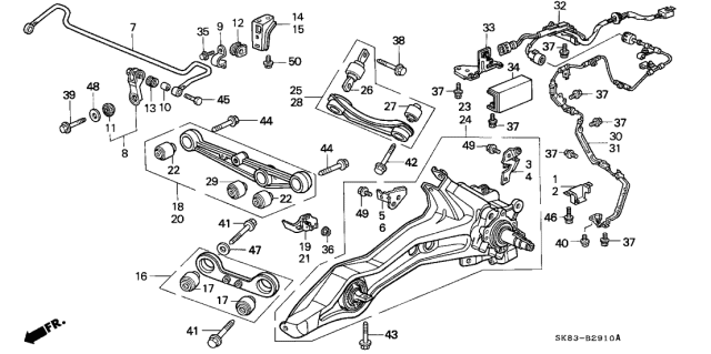 1991 Acura Integra Spring, Rear Stabilizer Diagram for 52300-SK8-003