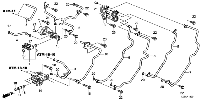 2021 Acura ILX 4 Door 24TECH (A-SPEC) KA DCT AT Oil Pipes Diagram