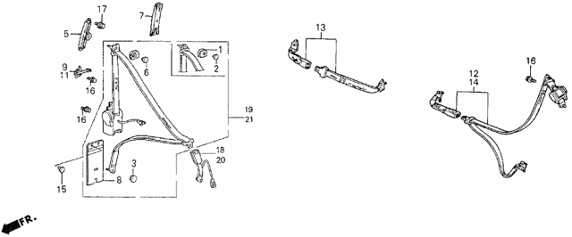 1989 Acura Legend Seat Belt Assembly, Left Front (Palmy Gray) Diagram for 818A0-SD4-A07ZB