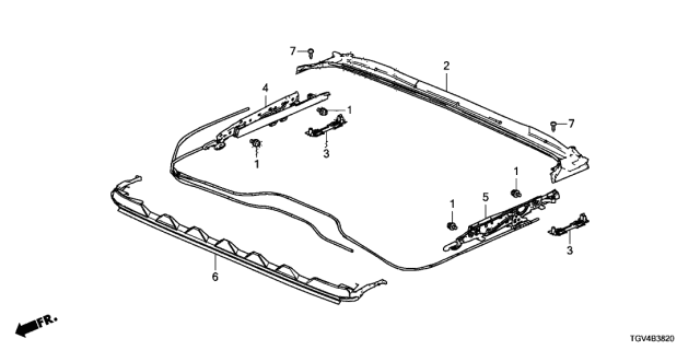 2021 Acura TLX 4 Door ADV KA XAT Roof Slide Components Diagram
