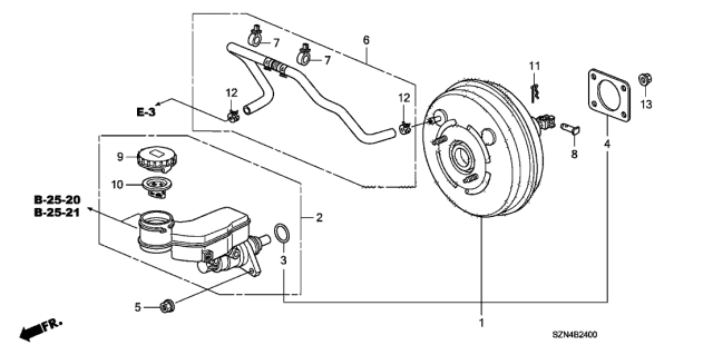 2010 Acura ZDX 5 Door TECH KA 6AT Brake Master Cylinder - Master Power Diagram