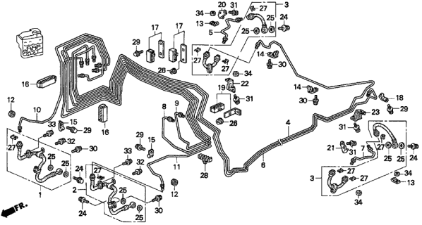 1996 Acura TL Clip, Brake Pipe Diagram for 46392-SZ5-A50