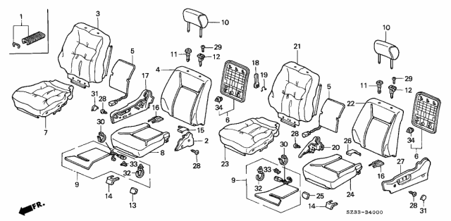 1997 Acura RL Headrest Assembly (Light Quartz Gray) (Leather) Diagram for 81140-SZ3-A61ZB