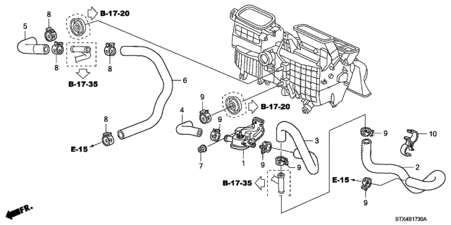 2008 Acura MDX Water Valve Assembly Diagram for 79710-SHJ-A02