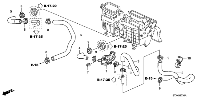 2008 Acura MDX Water Inlet Hose A Diagram for 79721-STX-A00