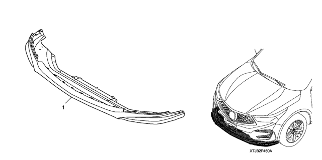 2021 Acura RDX 5 Door BASE KA XAT Lower Bumper Trim (Front) Diagram
