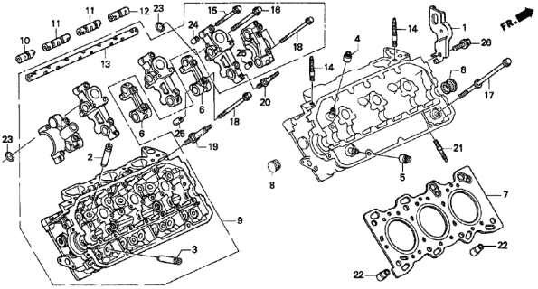 1996 Acura TL Cylinder Head Assembly, Passenger Side Diagram for 12300-PY3-020