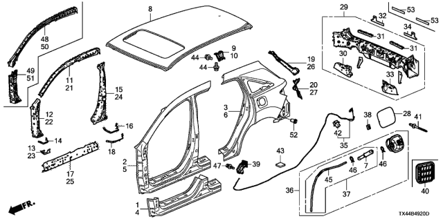 2017 Acura RDX Outer Panel Diagram