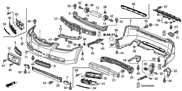 2004 Acura TL Bumper Mesh, Front, Right Diagram for 71102-SEP-A00