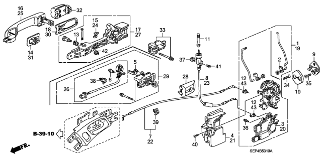 2005 Acura TL Front Door-Handle, Outside Gasket Right Diagram for 72140-SEP-A91