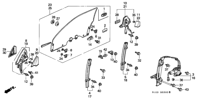 1996 Acura NSX Front Door Window Diagram