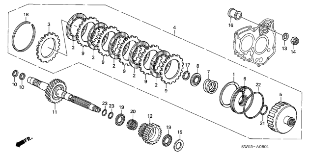 2001 Acura NSX 2 Door NSX-T KA 4AT AT Secondary Shaft Diagram