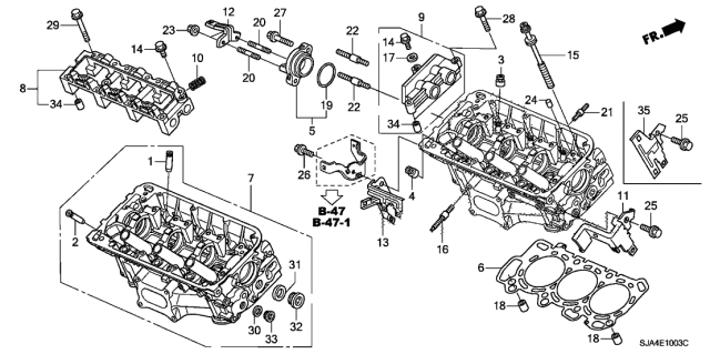 2011 Acura RL Stay, Purge Joint Diagram for 36161-RN0-A00