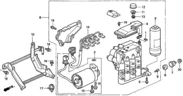 1997 Acura CL 2 Door BAS3.0 KL 4AT ABS Modulator Diagram