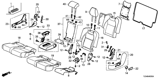 2016 Acura MDX Middle Seat (L.) (Bench Seat) Diagram