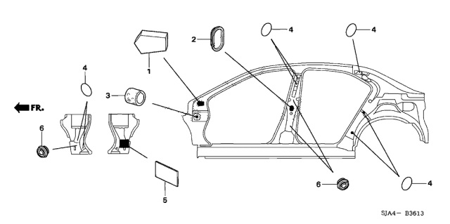 2012 Acura RL 4 Door RL-H KA 6AT Grommet Diagram 2