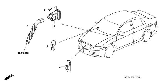 2007 Acura TL 4 Door BASE (NAVIGATION) KA 5AT A/C Sensor Diagram