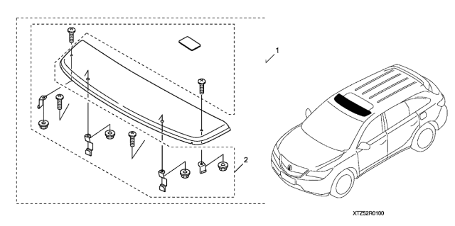 2017 Acura MDX Moonroof Visor Diagram