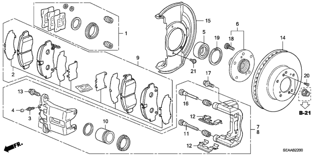 2008 Acura TSX 4 Door TSX (NAVIGATION) KA 5AT Front Brake Diagram