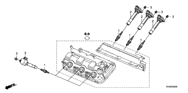2011 Acura TL 4 Door BASE (AWD) KA 5AT Plug Hole Coil - Plug Diagram