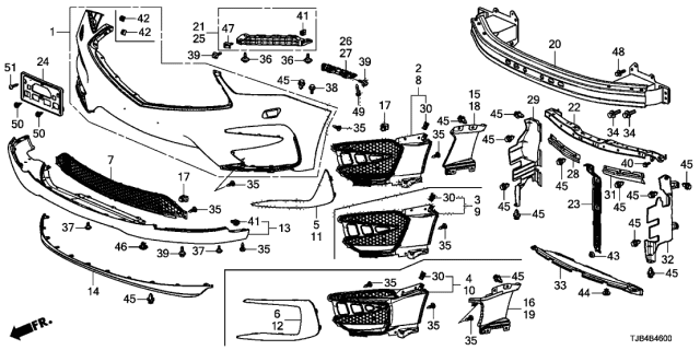 2021 Acura RDX Front Bumper Diagram