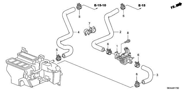 2008 Acura TSX 4 Door TSX (NAVIGATION) KA 6MT Water Valve Diagram