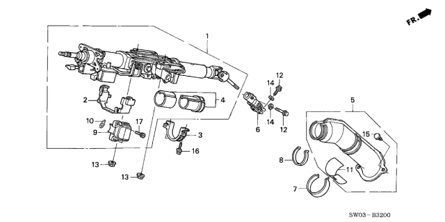 2005 Acura NSX 2 Door NSX-T KA 6MT Steering Column Diagram