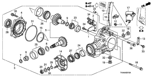 2011 Acura TL 4 Door TECH (AWD HPT) KA 5AT AT Transfer Diagram