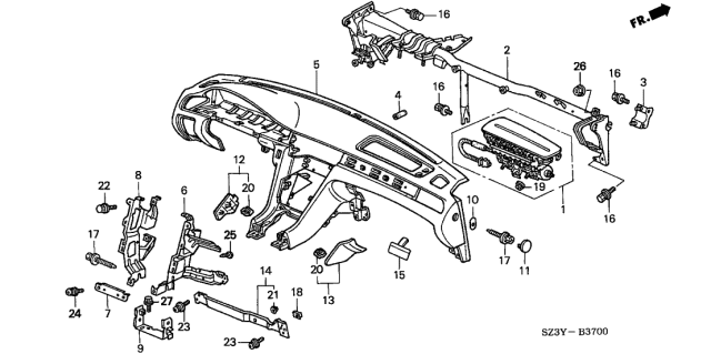 2004 Acura RL Bracket, Instrument Center (Lower) Diagram for 77130-SZ3-A40ZZ