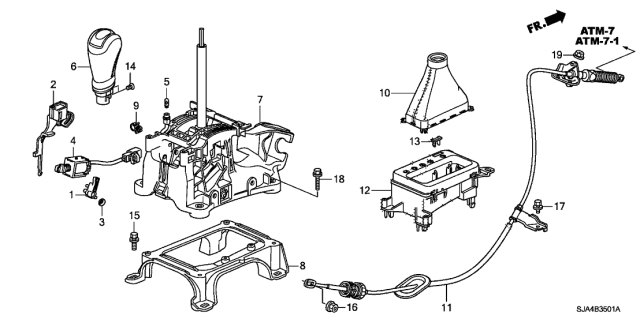 2011 Acura RL Shift Control Cable Diagram for 54315-SJA-A62