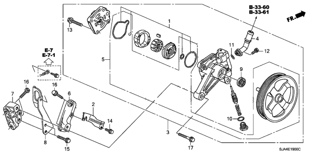 2009 Acura RL P.S. Pump Bracket Diagram