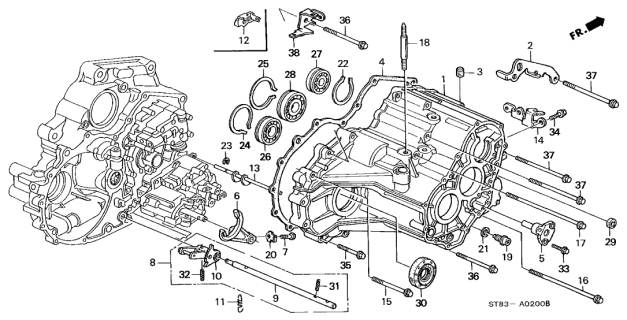 1999 Acura Integra 4 Door GS (LEATHER) KA 4AT AT Transmission Housing Diagram
