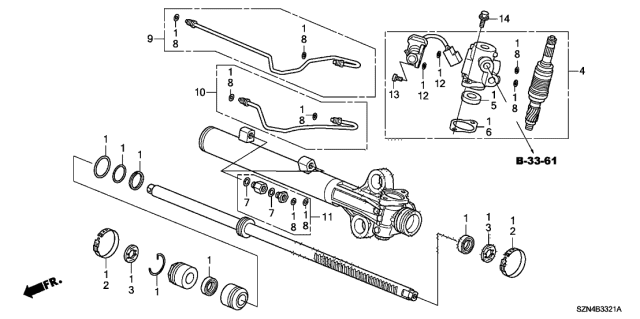 2010 Acura ZDX 5 Door ADV KA 6AT P.S. Gear Box Components Diagram