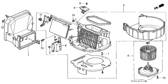 1999 Acura Integra 4 Door GS (LEATHER) KA 4AT Heater Blower Diagram